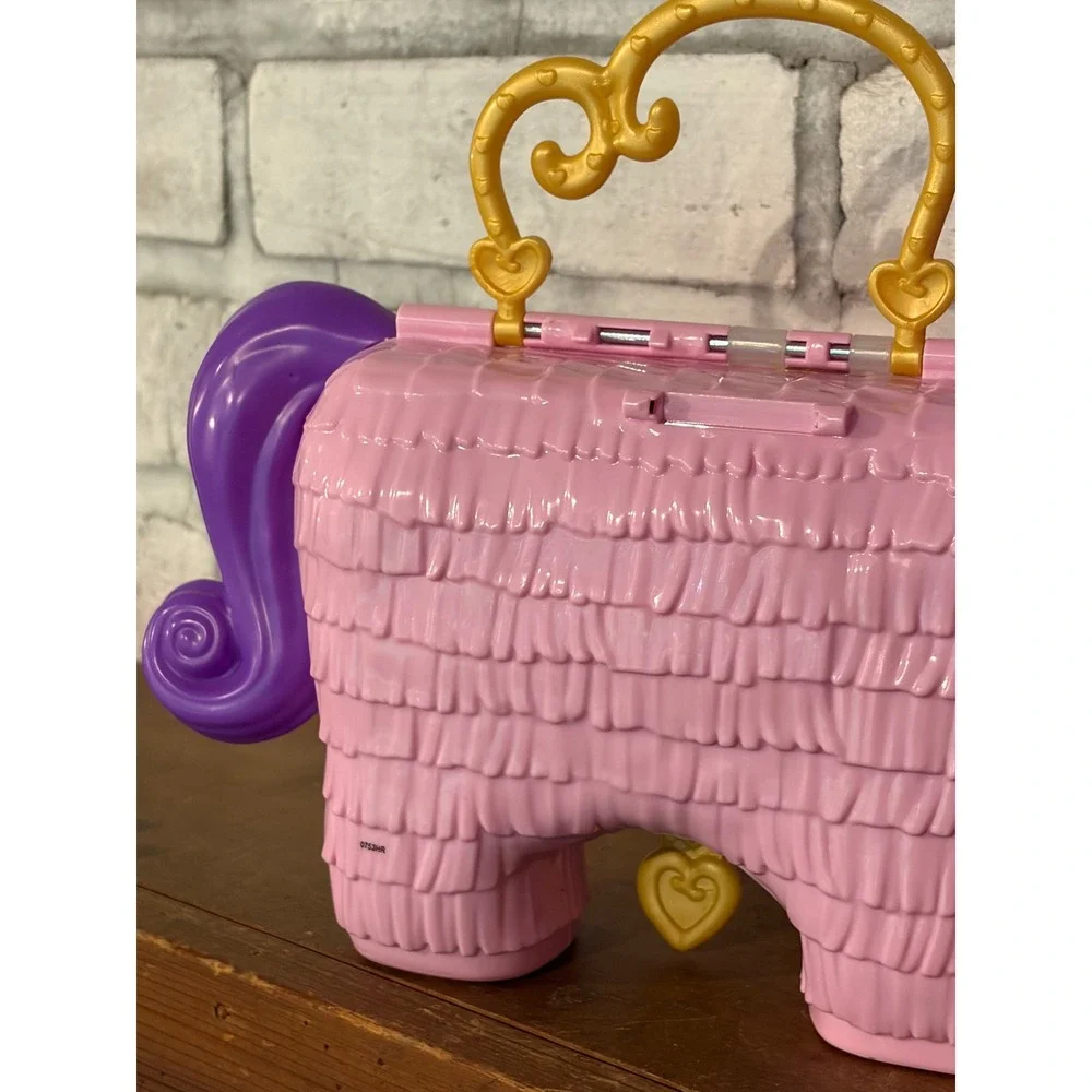 Mattel Polly Pocket Unicorn Party Playset Pink Piñata Carry Case